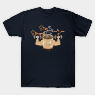 Coffee Monster Pushing Up  - Classic Logo design T-Shirt